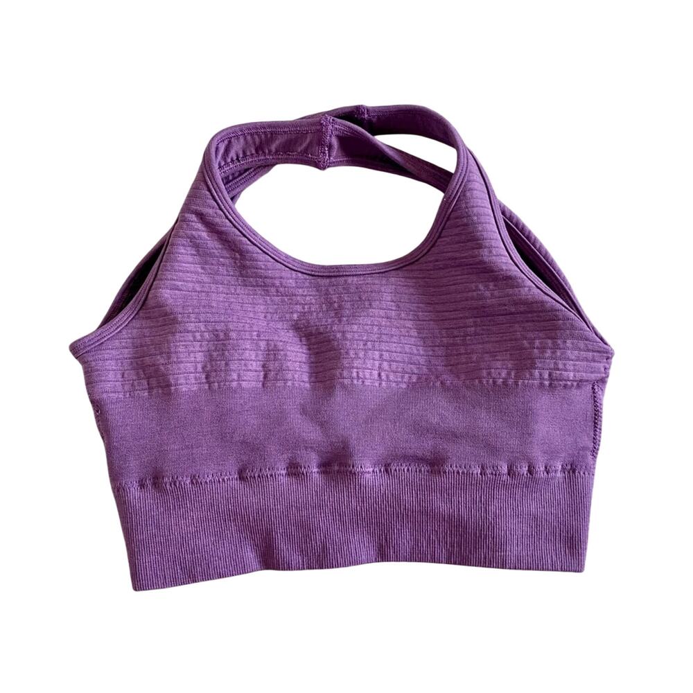 Alphalete Activewear Ribbed Vault Open Racerback Workout Compression Sports Bra